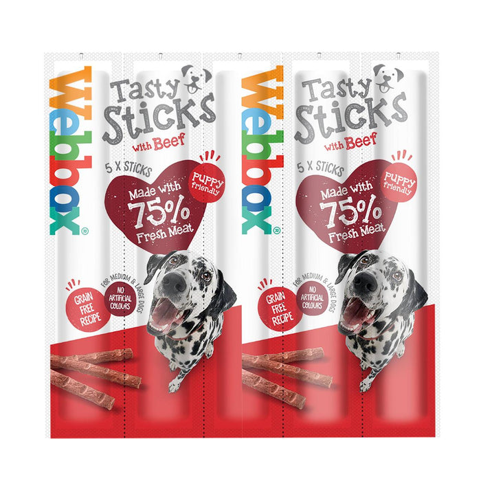 Webbox Beef Tasty Sticks Dog Treat para perros grandes 5 por paquete 