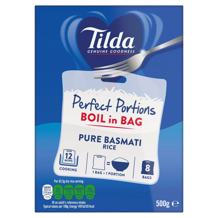 Tilda Kochen im Beutel reiner Basmati -Reis 8 x 62,5 g