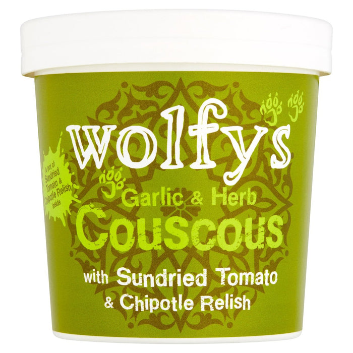 Le couscous à l'ail et aux herbes de Wolfy avec de la tomate et du chipotle séchées Relish 96g