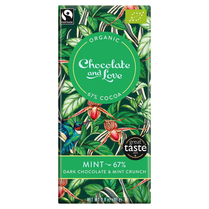 Chocolate and Love Fairtrade Organic Mint 67% Chocolate noir 80G