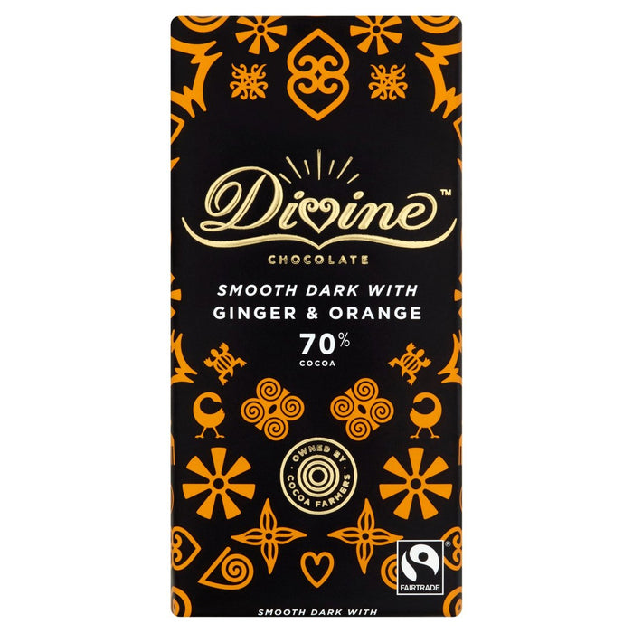 Divino 70% de chocolate negro con jengibre y naranja 90G