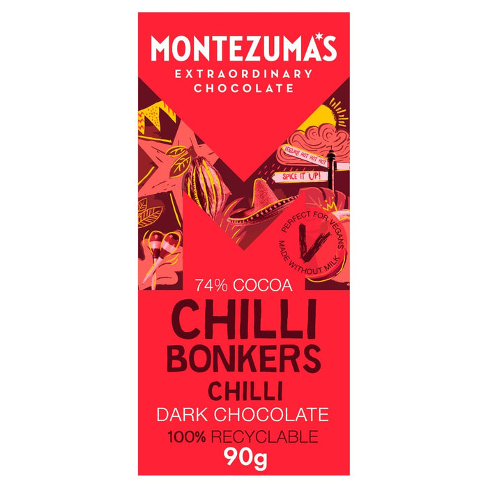 Montezumas Chili Bonkers Dunkle Bio -Schokoladenstange 90g