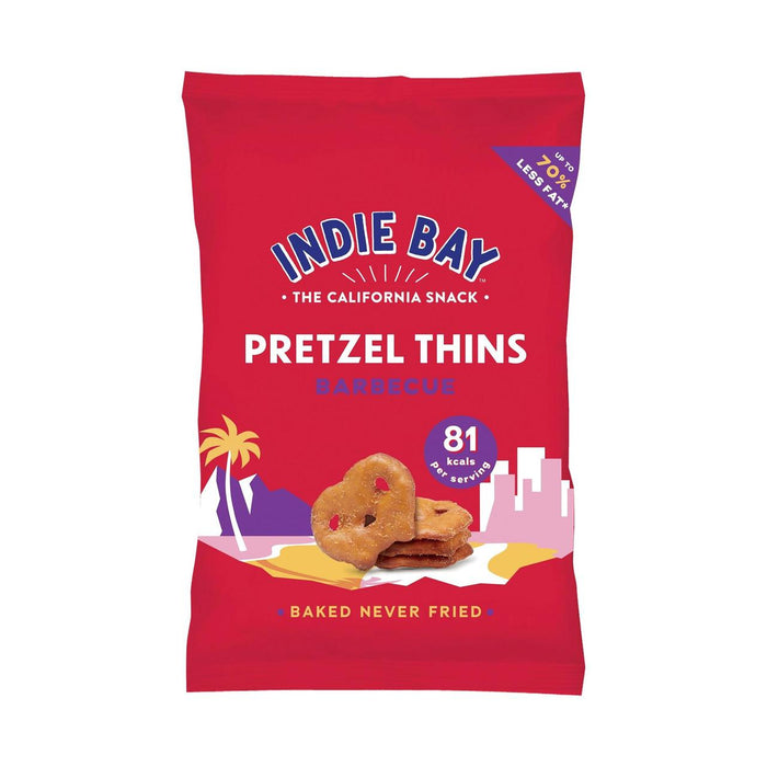 Indie Bay Snacks Pretzel Thins Barbecue Sharing Bag 100g