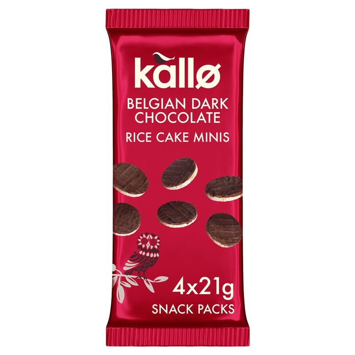 Kallo belgischer dunkler Schokoladen Mini -Reiskuchen Multipack 4 x 21g