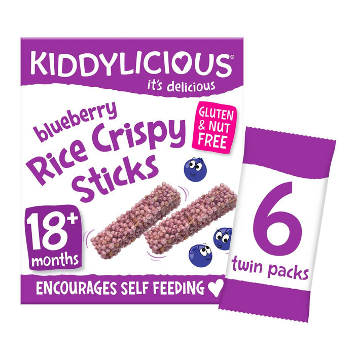 Kinddylylicious Blueberry Reis knusprige Stöcke 18 Monate+ Multipack 6 x 10g