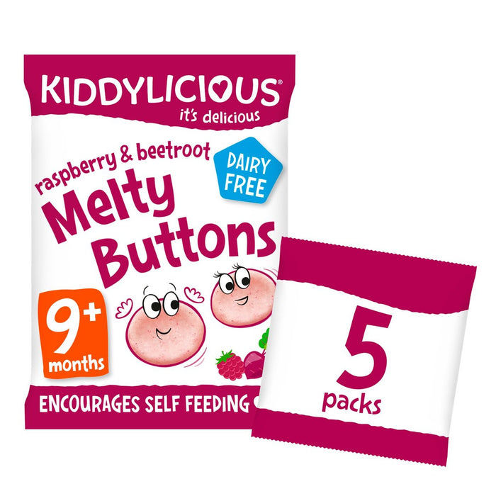 Kiddylicious Meldy Knöpfe Himbeere & Rote Beete Baby Snack 9 Monate+ 5 x 6g