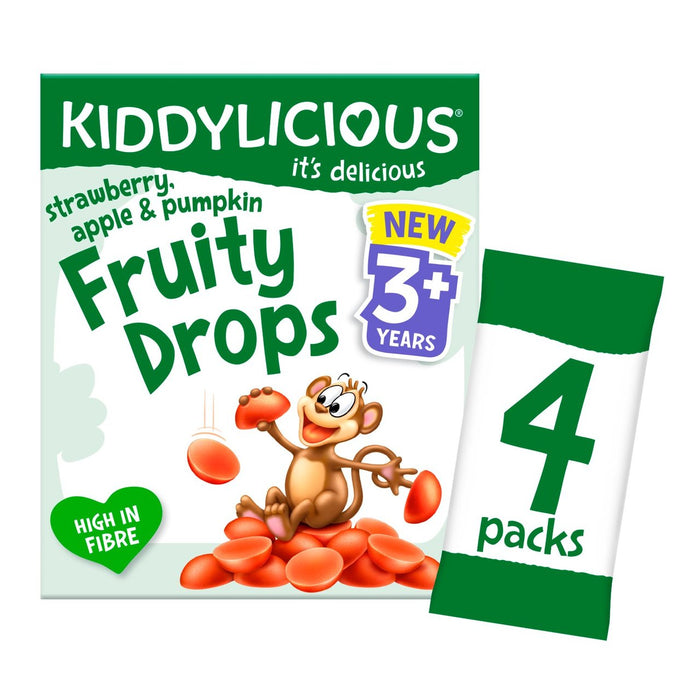 Kiddicious Strawberry Apple & Pumpkin Fruity cae 3 años Multipack 4 x 16g