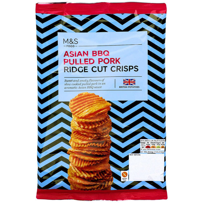 M&S Asian BBQ Tatled Pork Ridge Cut Crisps 135G