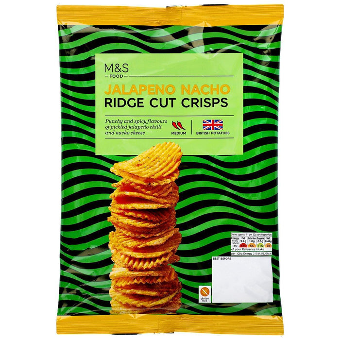 M&S Jalapeno Nacho Ridge Cut Crisps 135G