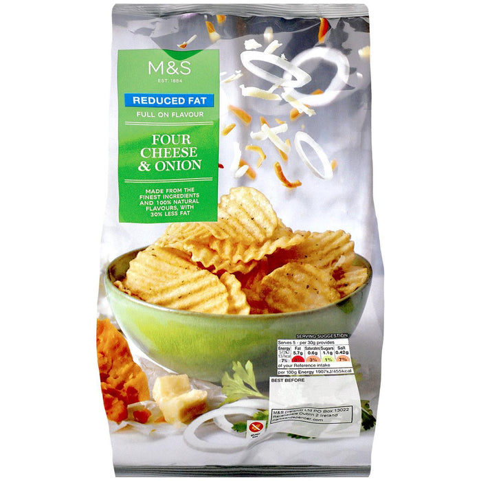 M&S Reducido Fat Four Cheess y Onion Crisps 150G