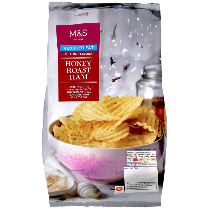 M&S réduit gras miel rôti jambon Crisps 150g