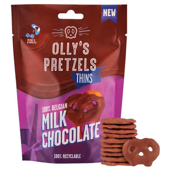 Olly's Pretzel Thins salado de chocolate con leche 90G