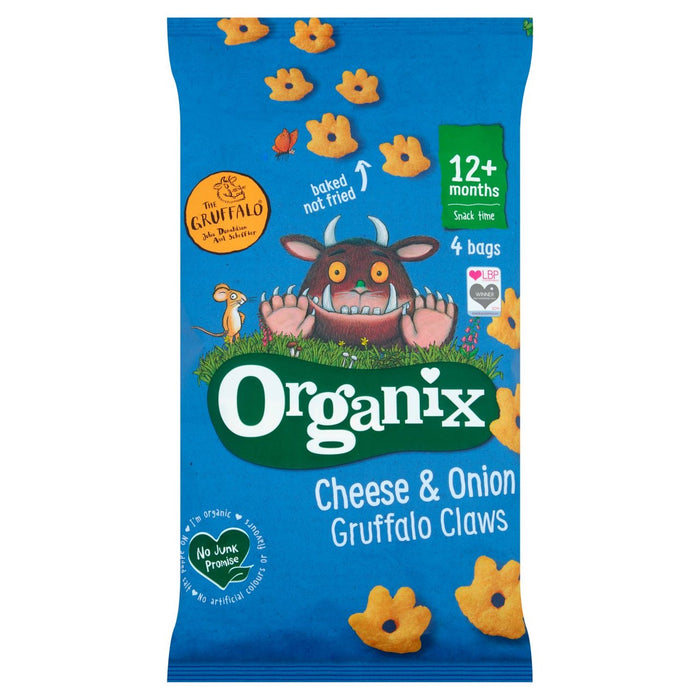 Organix Käse & Zwiebel Bio -Gruffalo -Klauen 12 Monate+ Multipack 4 x 15g