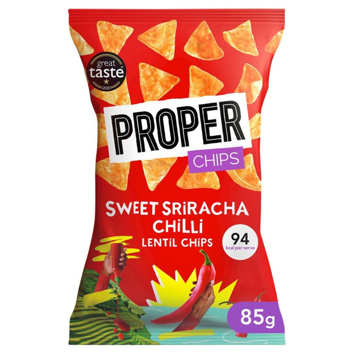 Richtige Champion süße Sriracha -Linsenchips 85g