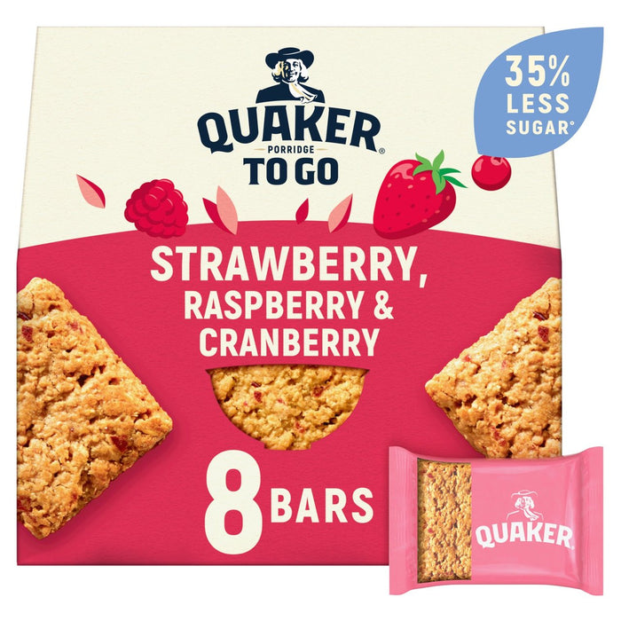 Quäkerbrei, um gemischte Beeren Multipack -Frühstücksbars 8 x 55 g pro Pack zu gehen