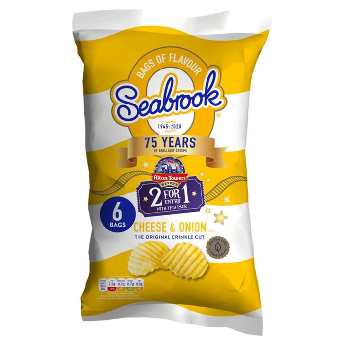 Seabrook Cracky Cut Cheess & Cebe Crisps 6 por paquete