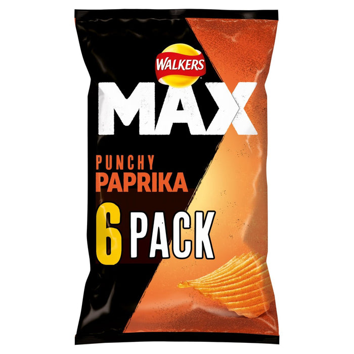 Walkers Max Paprika multipack Crisps 6 par paquet