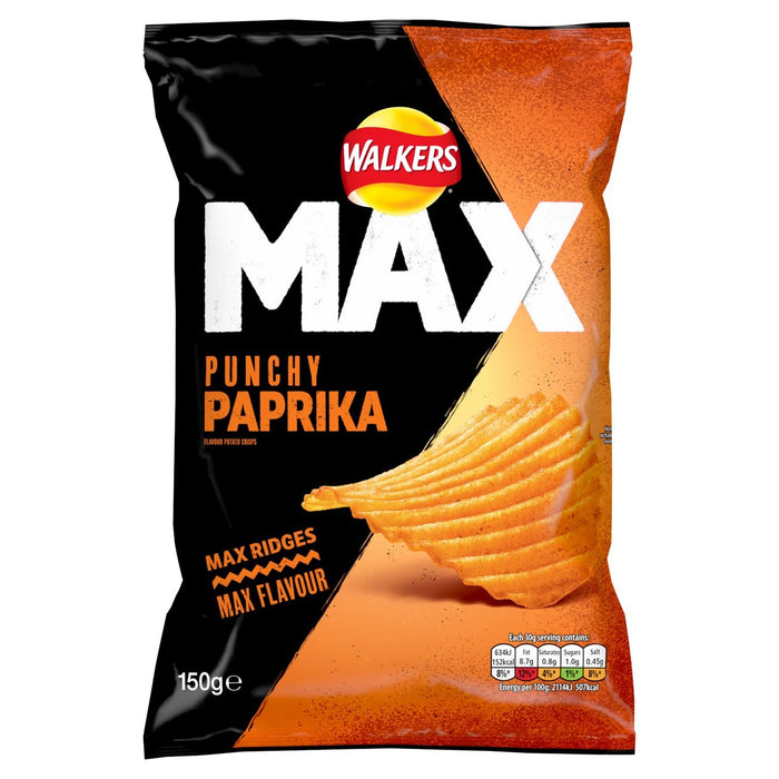 Walkers Max Paprika compartiendo patatas fritas 150G