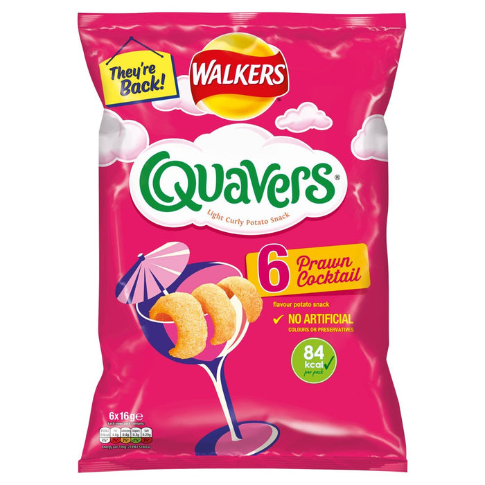 Walkers Quavers Prawn Cocktail Multipack Snacks 6 per pack