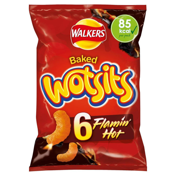 Walkers Wotsits Flamin Snacks Hot 6 por paquete