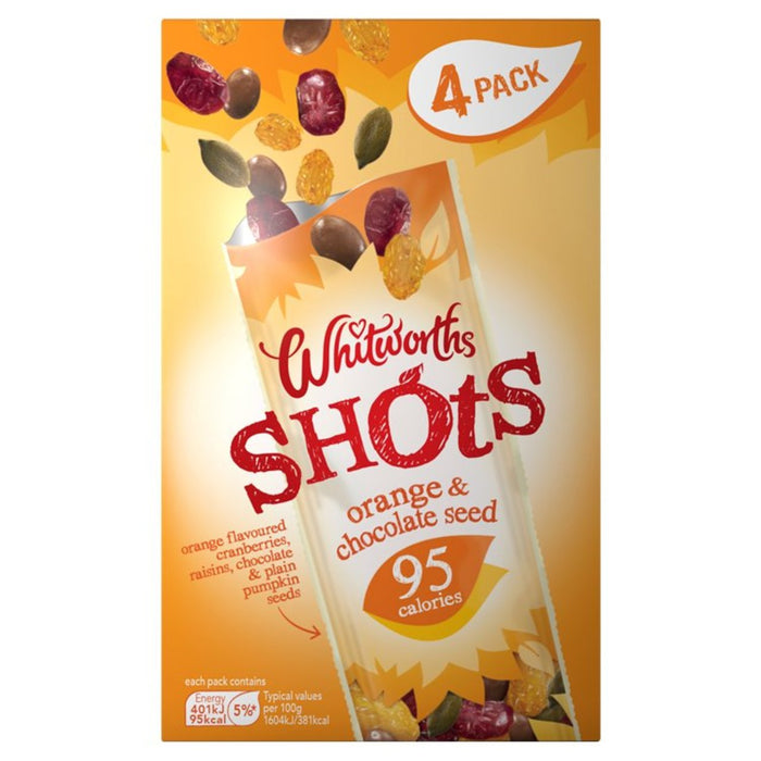 Whitworths Shots Snack Pack برتقال وشوكولاتة 4 لكل علبة