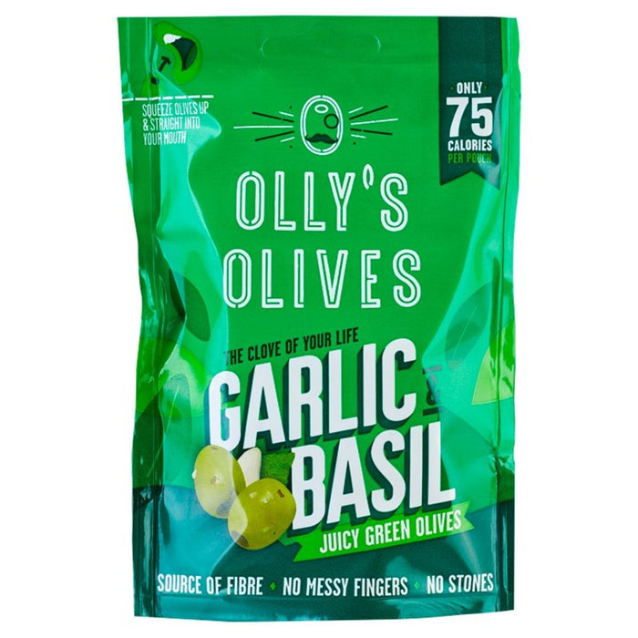 Ollys Oliven Basilikum & Knoblauch Green Halkidiki Olives der Kenner 50g