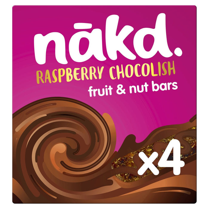 Nakd Raspberry Chocolish Fruit Nut & Cocoa Barres 4 x 35G