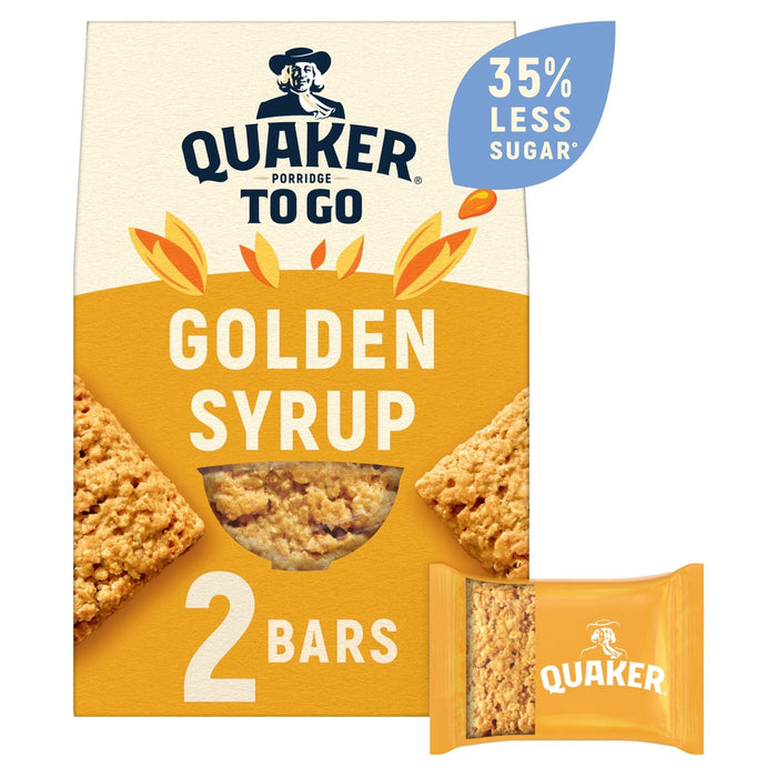 Quaker Porridge To Go Golden Syrup Breakfast Bars 2 x 55g