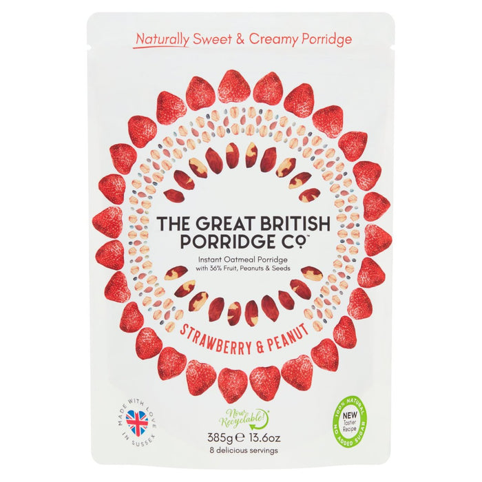 Der große britische Brei Co. Strawberry & Peanut Instant Porridge 385G