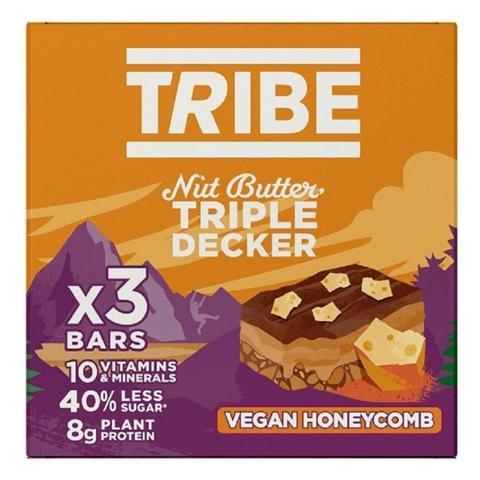 Tribe Triple Decker Vegan Honeycomb Vegan Gluten & Dairy Free Bar 3 x 40G