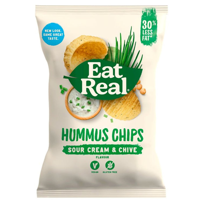 Essen Sie echte Hummus Sauerrahm & Schnittlauch Geschmackschips 135g