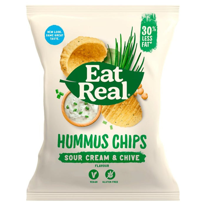 Manger de la vraie crème sure et ciboulette des frites de houmous single 25g