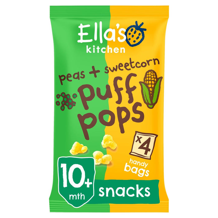 Les pois de cuisine d'Ella et les bouffées organiques du maïs doux 10 mths + multipack 4 x 9g