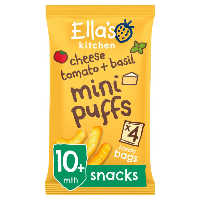 Ellas Küchenkäse- und Basilikum -Bio -Puffs 10 Monate+ Multipack 4 x 8g