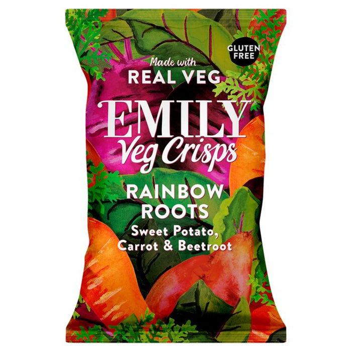 Emily Veg Crisps Rainbow Roots Battle Potato Zanahoria y remolacha compartiendo 100 g