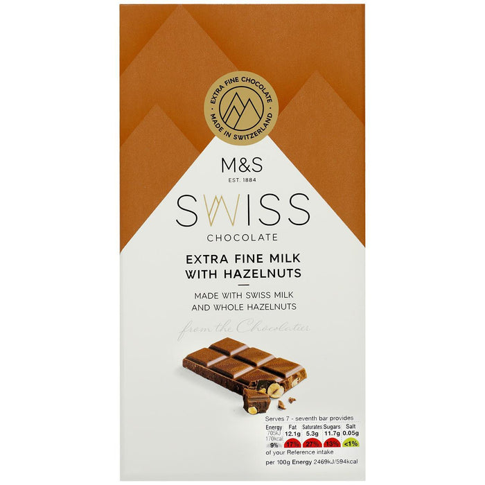 M&S Swiss Swiss Extra Fine Milk Chocolate avec noisette 200g