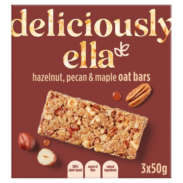 Deliciosamente Ella Pecan de avellana y arce Barra de avena 3 x 50g