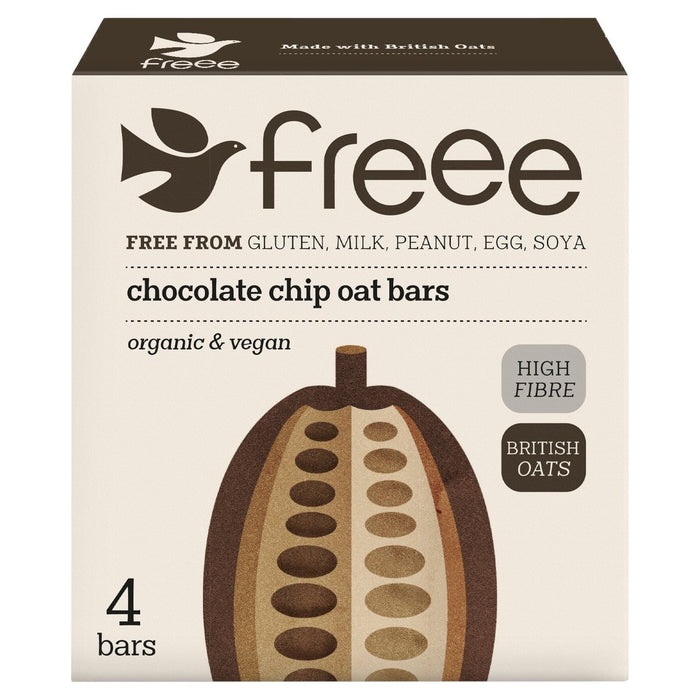 Barres d'avoine de pépites de chocolat sans gluten à colombes Free Freee Organic Gluten 4 x 35g