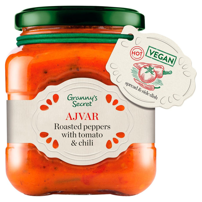 Oma's Secret Ajvar Heißer gerösteter roter Pfeffer mit Tomaten & Gewürzen 200g