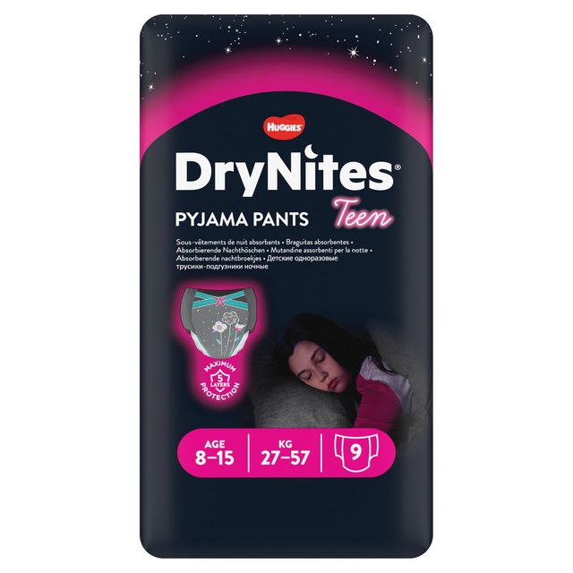 Huggies DryNites Pantalones de pijama para niñas 8-15 años 9 por paquete 