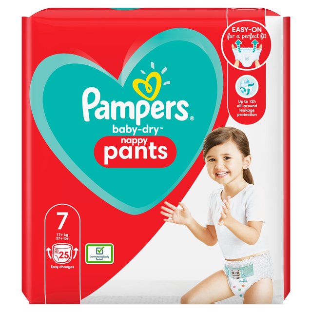 Pampers Baby Dry Nappy Pants Size 7 Essential Pack 25 per pack