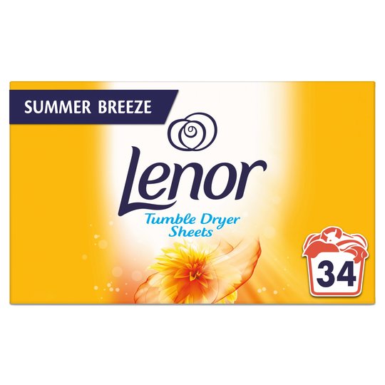 Lenor Fabric Tumble Dryer Sheets Summer Breeze 34 per pack