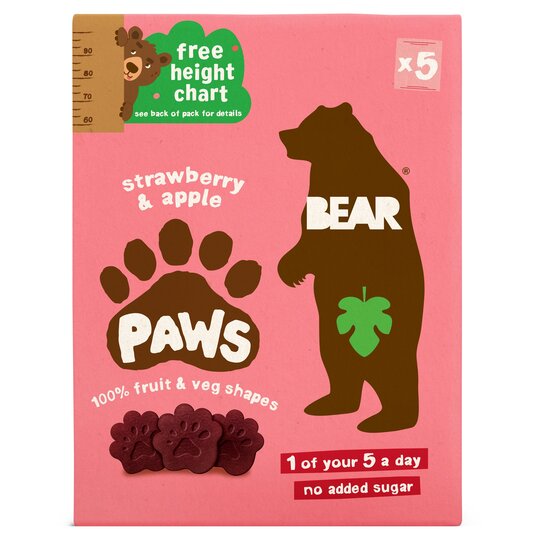 Bear Paws Formas de frutas Fresa y Apple Multipack 5 x 20g